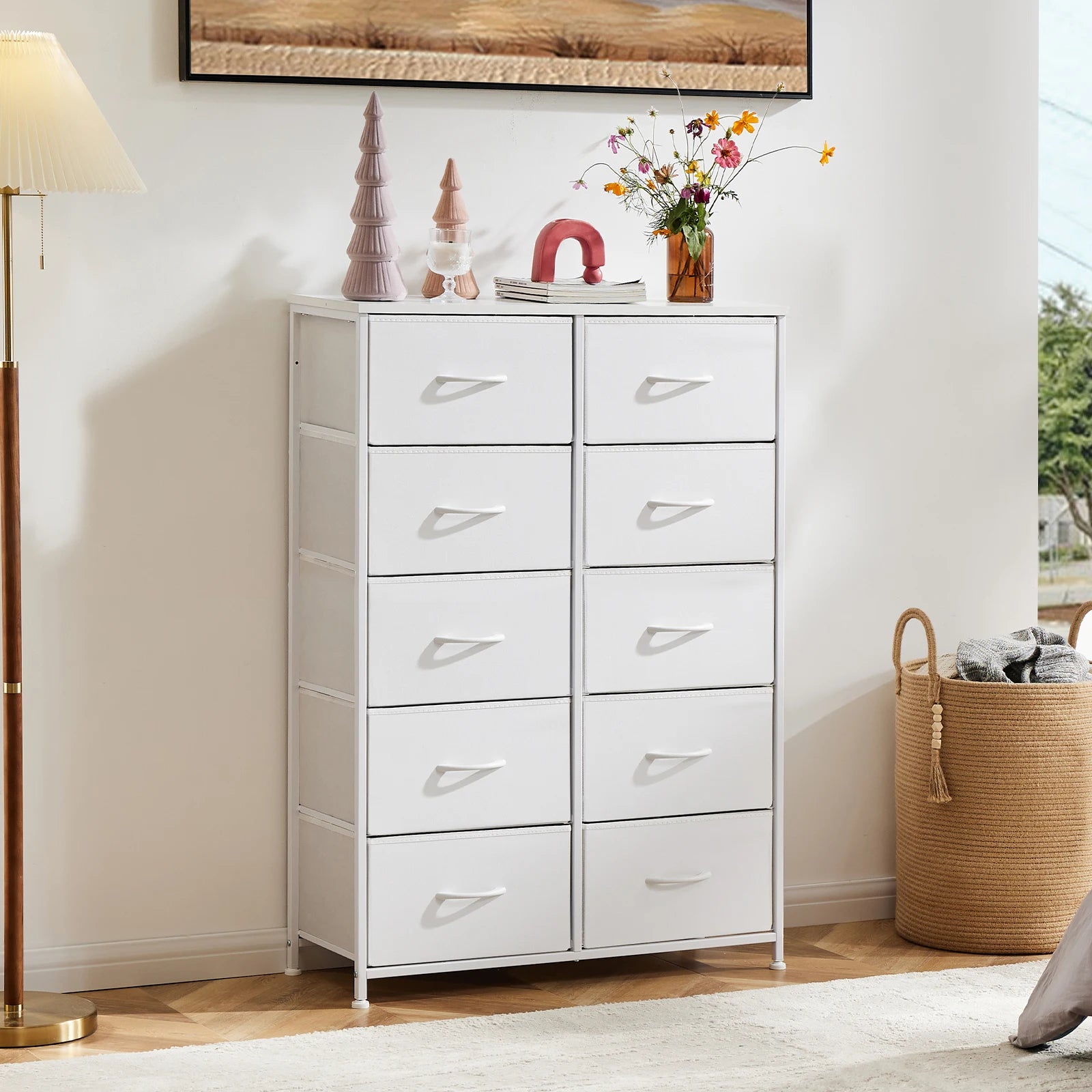 Bedside Table With 10 Fabric Drawers