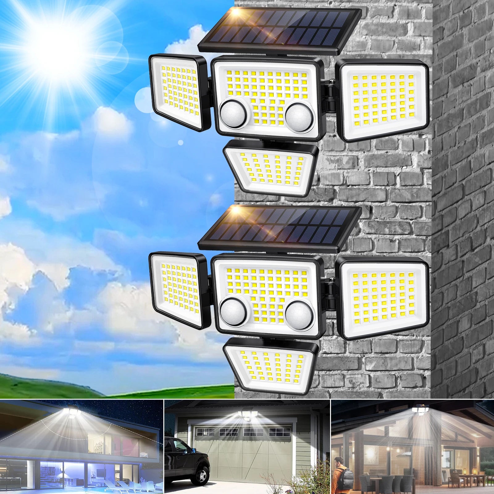 2 Pack Outdoor LED Motion Solar Lights