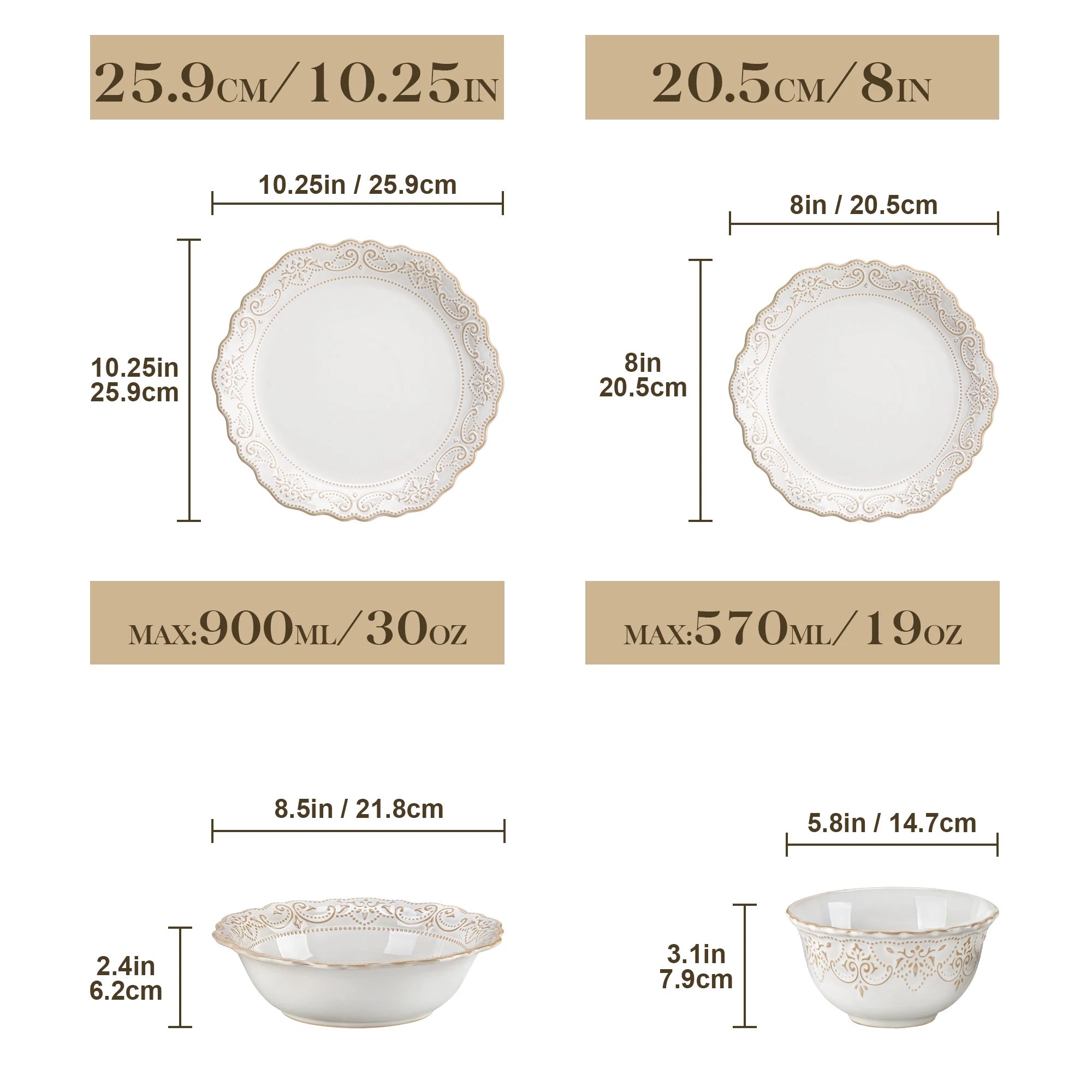 16/32 Pc. Porcelain Dinner Plates