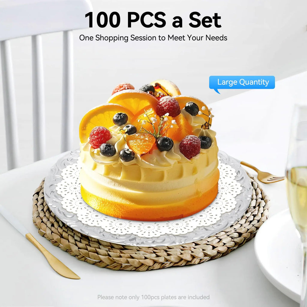 100 Pcs Silver Charger Plates Bulk