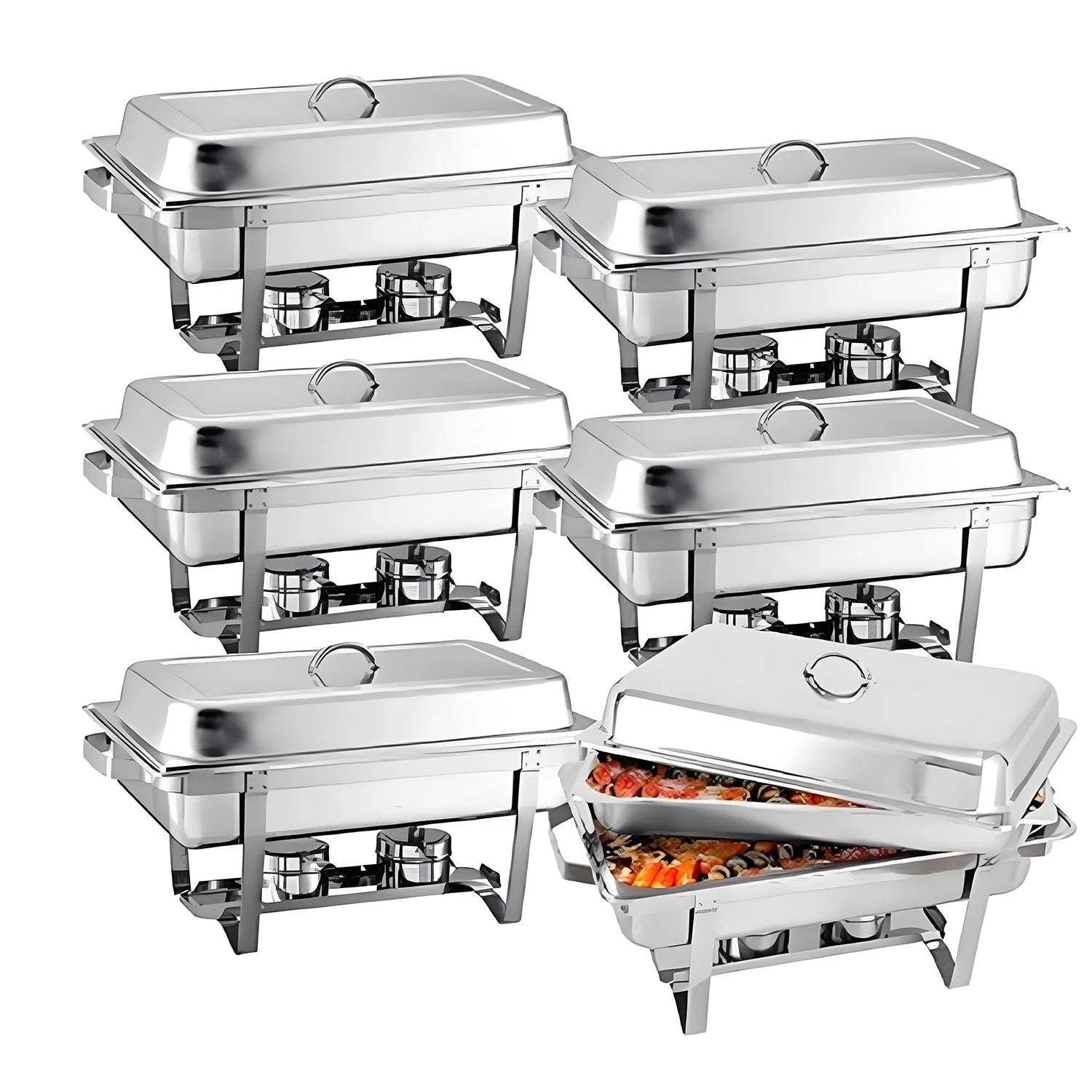 2/4/6 Pack Chafing Dish Stainless, With Lids