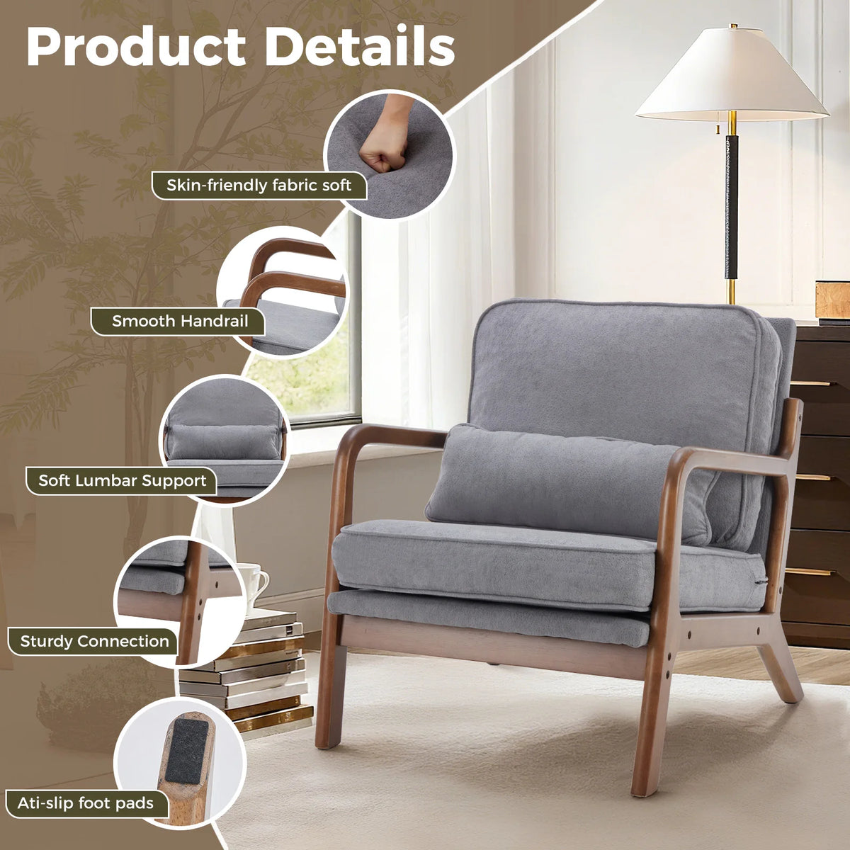 Wooden Frame Accent Chair