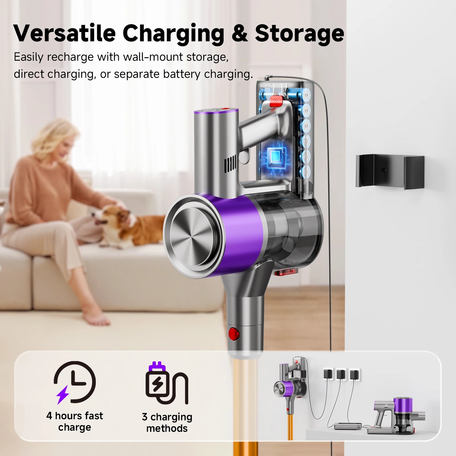 Powerful Cordless Vacuum, LED Display