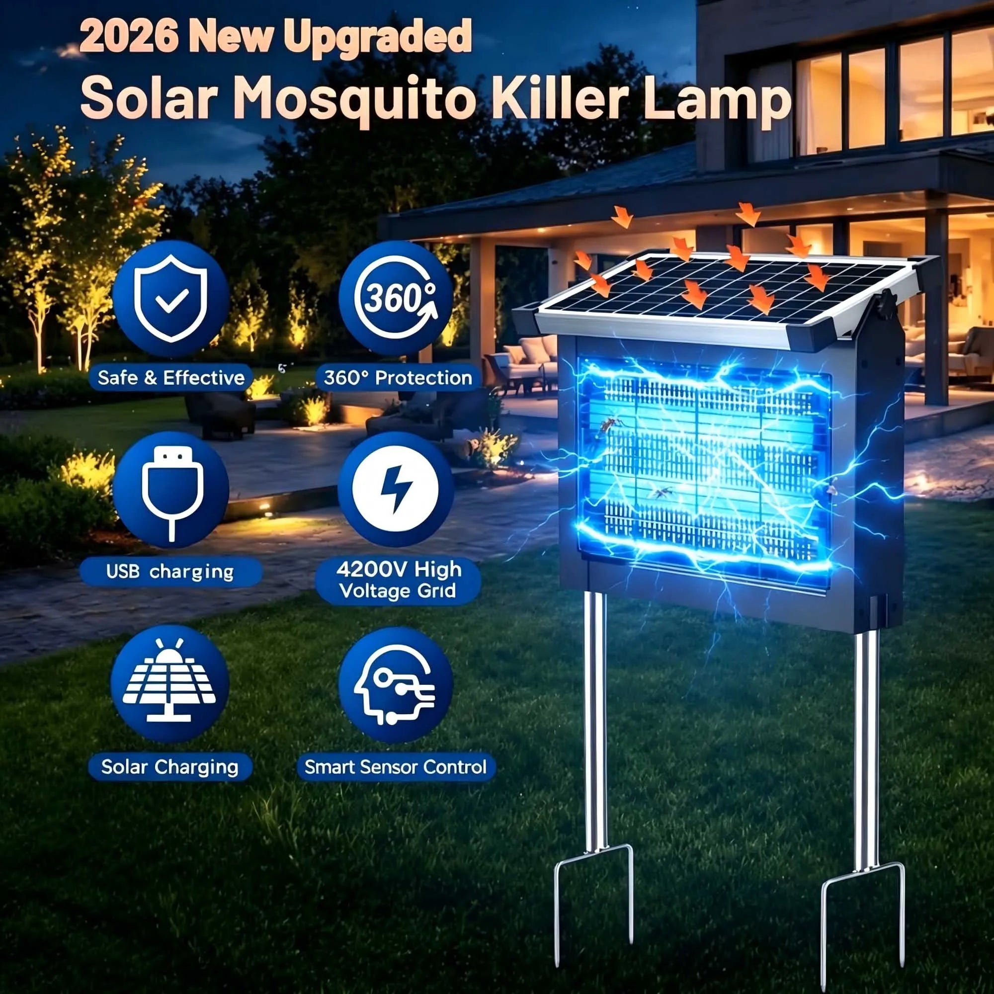 Solar Bug Zapper Outdoor, Waterproof