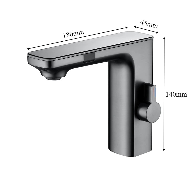 Luxury Silver Gray Smart LCD Bathroom Basin Faucet