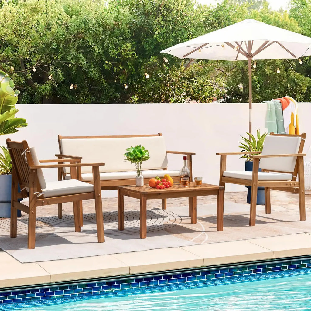 4 Piece Patio Set w/ Loveseat and Coffee Table