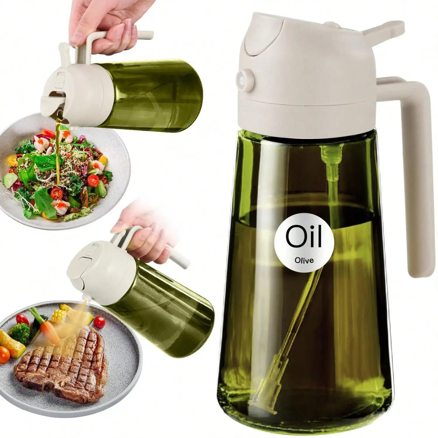 Glass Oil Dispenser 2 In 1 Spray Bottle