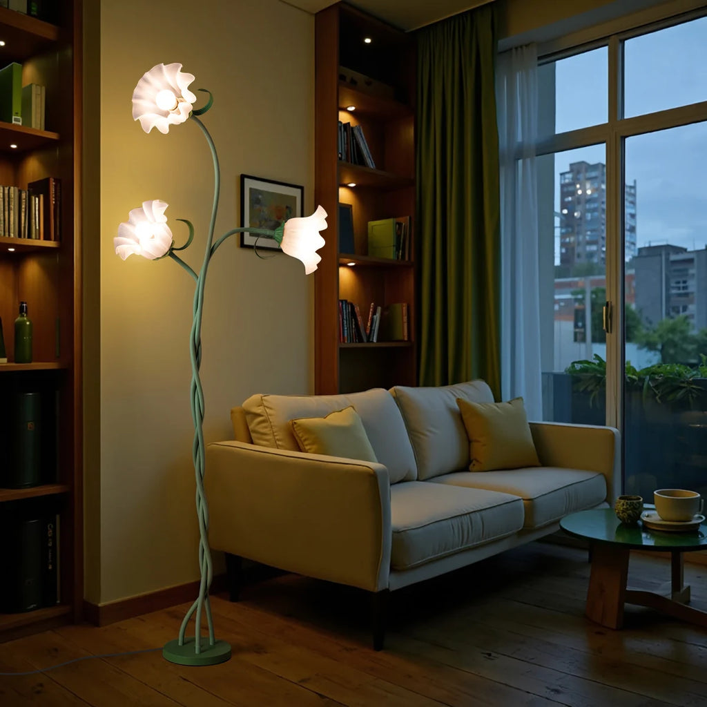 Flower Floor Lamp, Contains Bulb, Dimmable, Flexible Neck Shaft