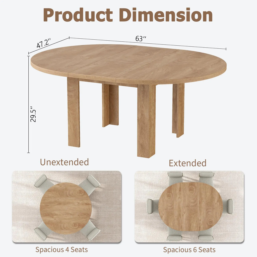 Extendable Round To Oval Dining Table