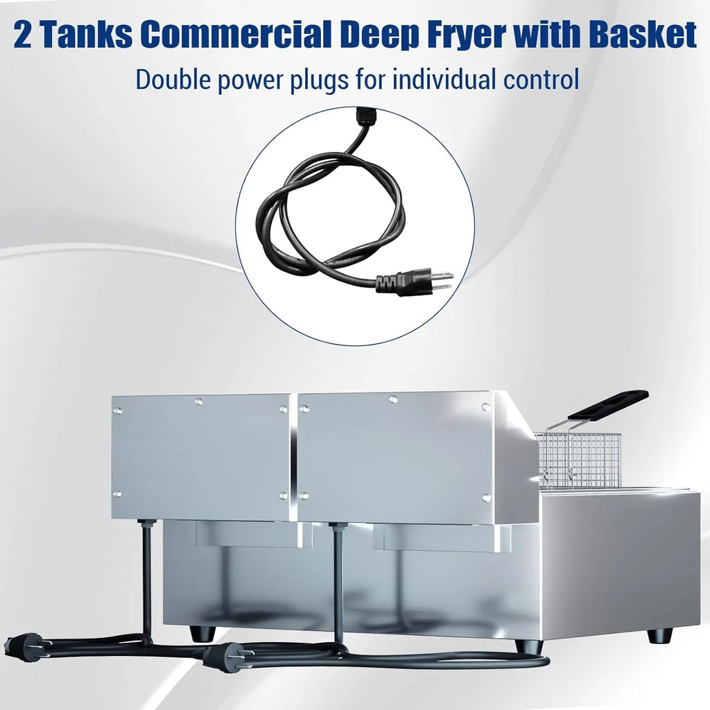 Stainless Steel Electric Deep Fryer with Baskets