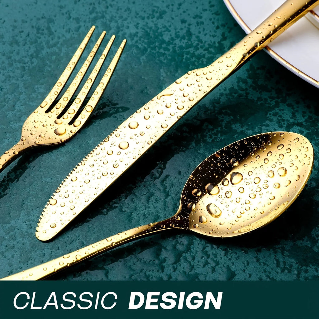 30pcs Gold Stainless Steel Silverware Set