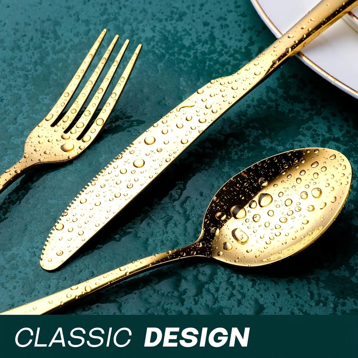 30pcs Gold Stainless Steel Silverware Set