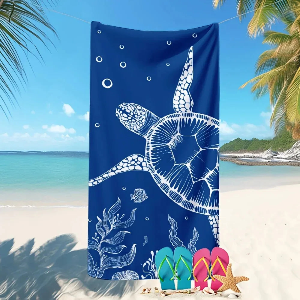 Turtle Print Microfiber Beach Towel