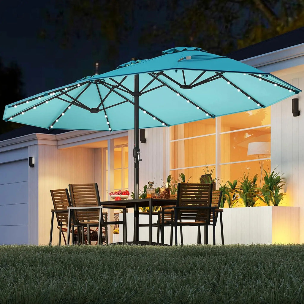 15FT Double-Sided Solar Patio Umbrella