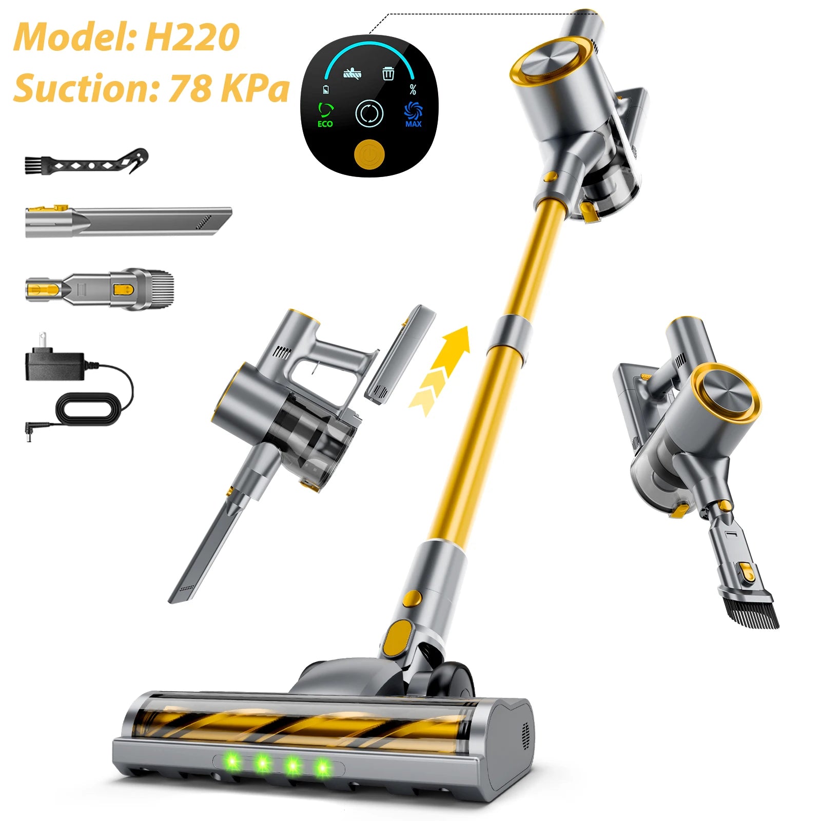 Powerful Cordless Vacuum, LED Display
