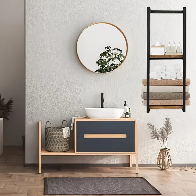 2-layer carbon steel wall-mounted towel rack
