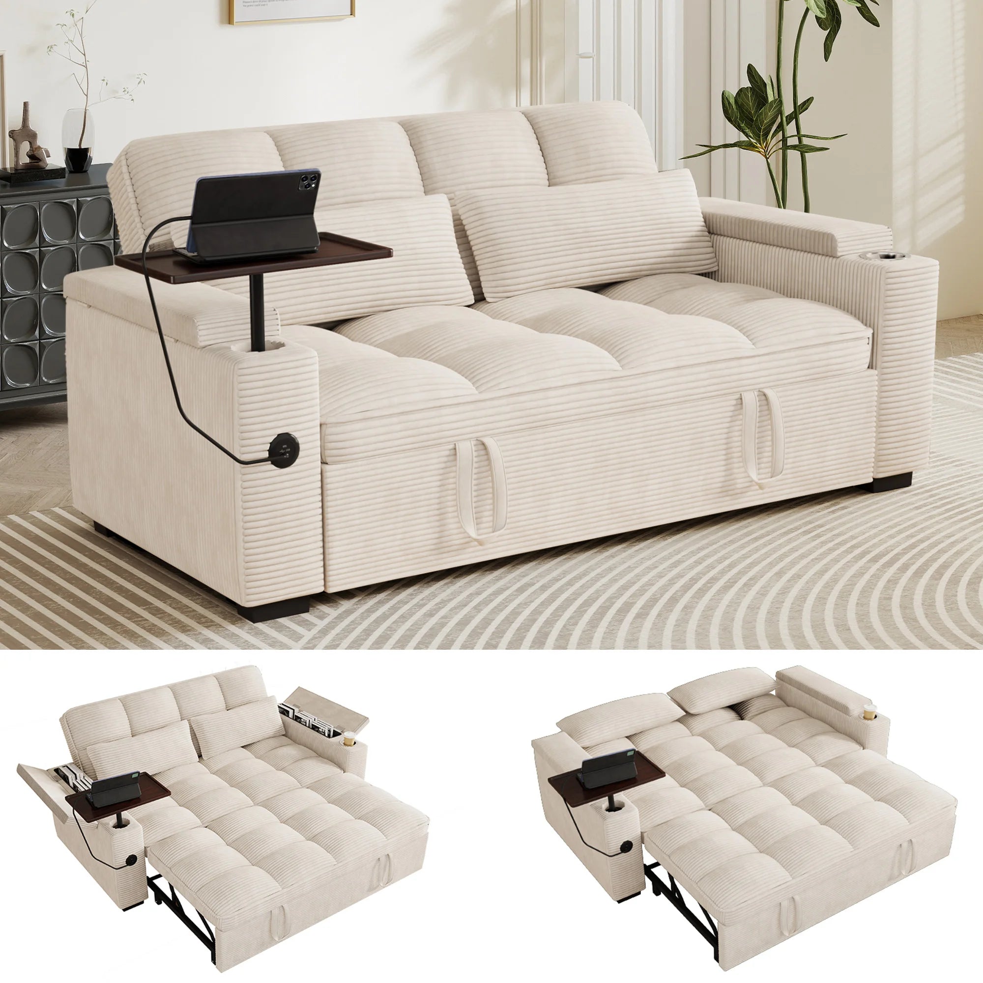 3-in-1 Folding Convertible Sofa Bed