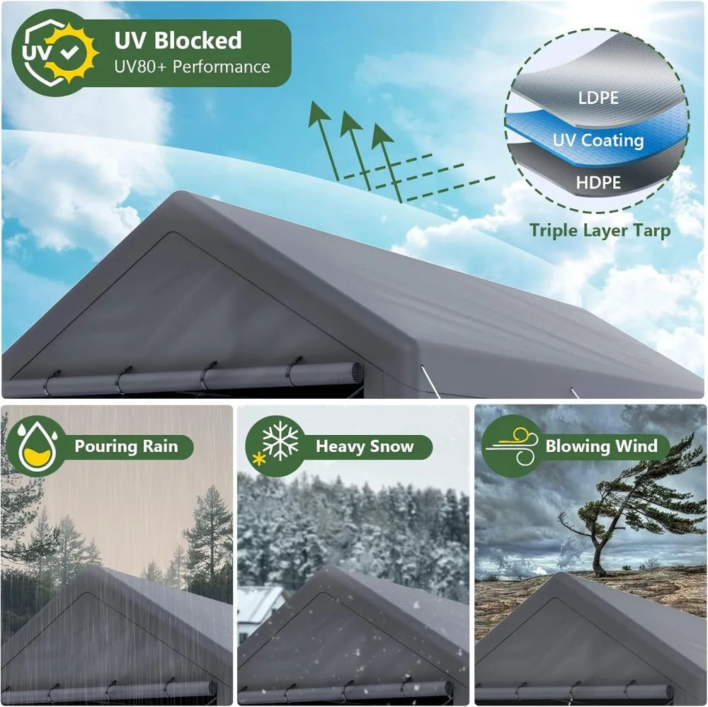 Heavy Duty Steel storage shed with Removable Sidewalls