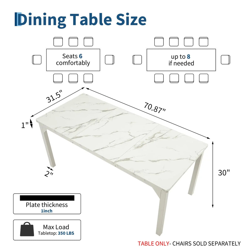 71" Marble look Dining Table