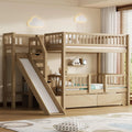 Twin Over Twin Bunk Bed with Slide, Storage Drawers & Staircase