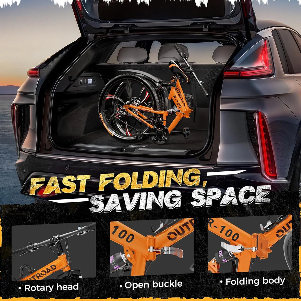 26" Folding Mountain Bike, 21 Speed
