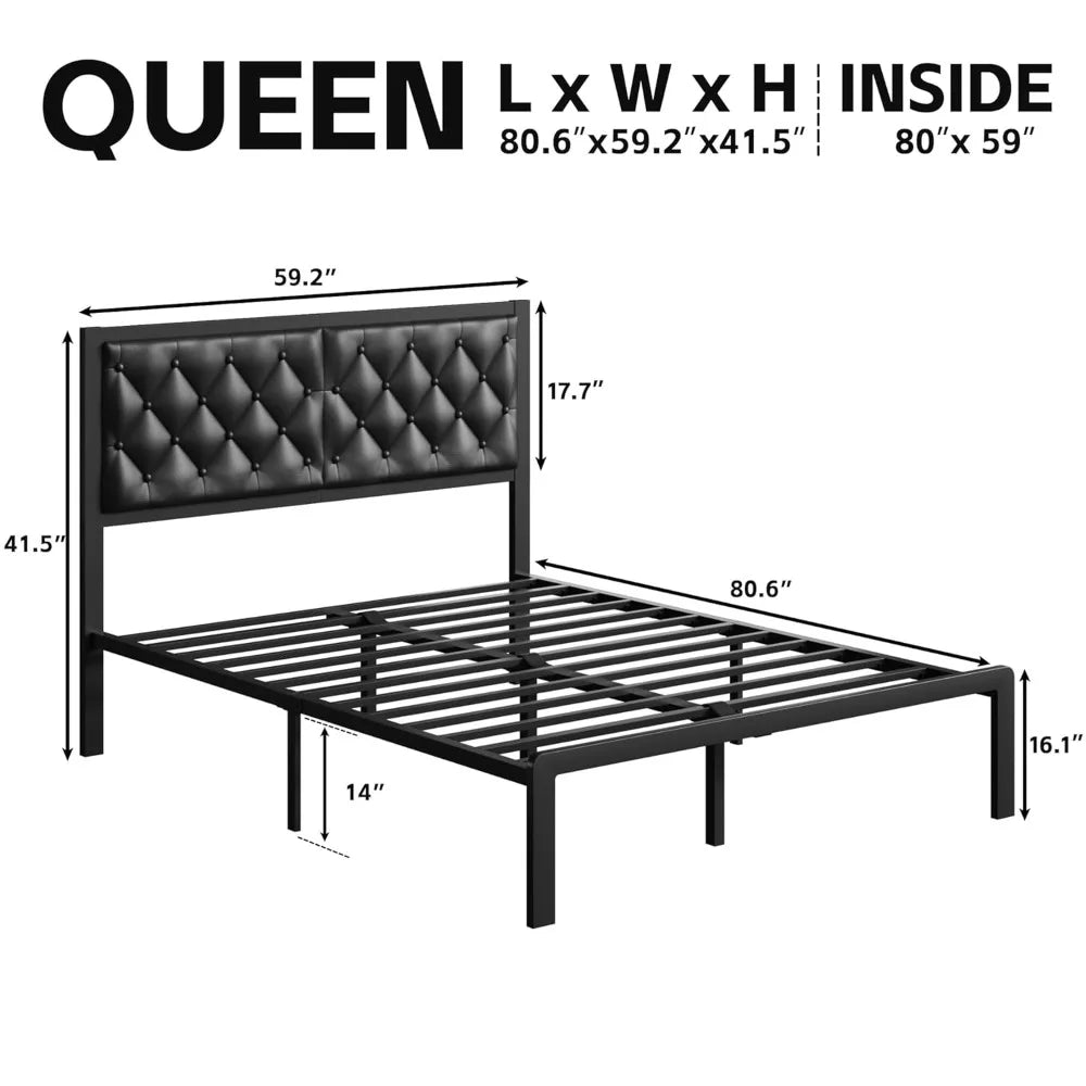 Bed Frame with Leather Headboard