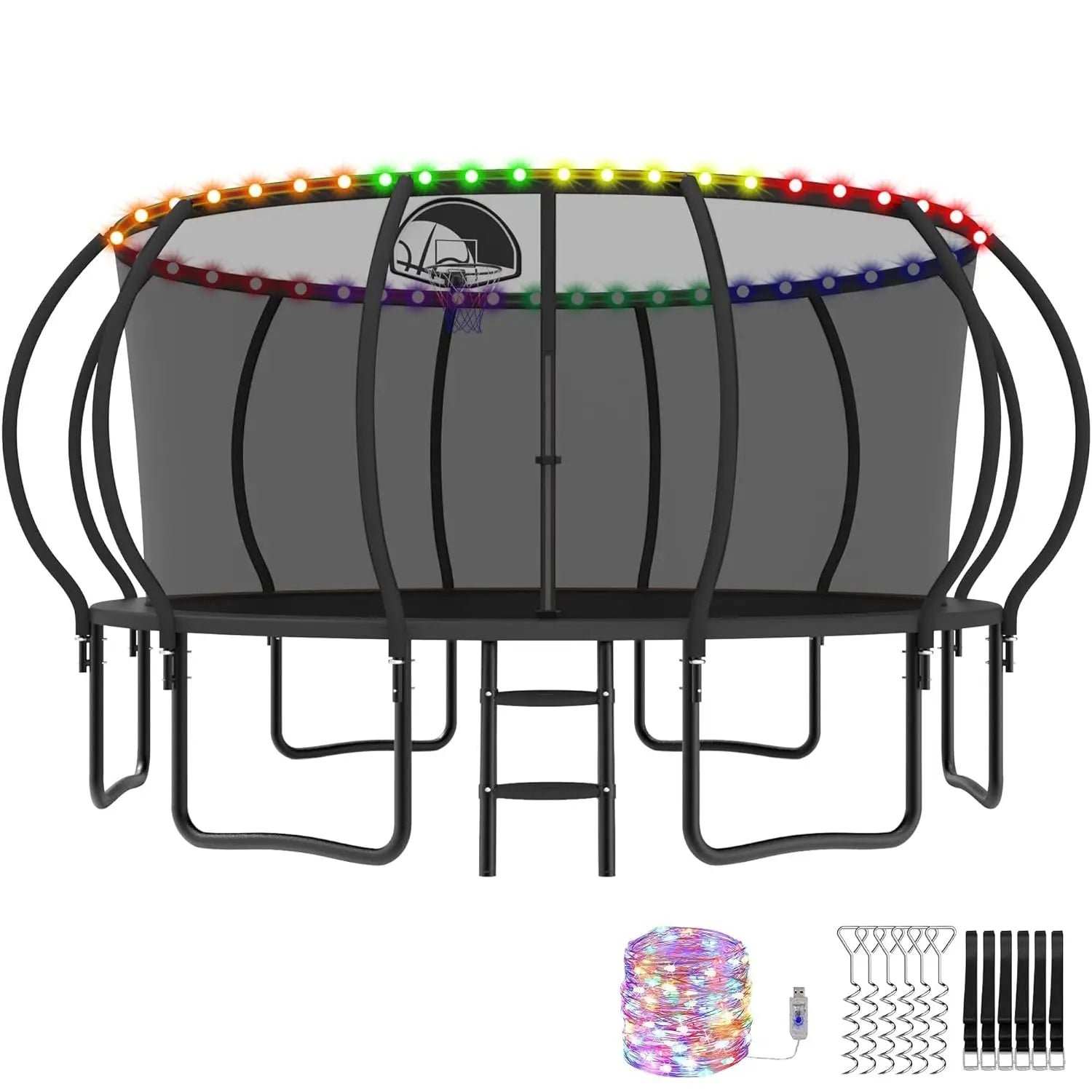Outdoor Trampoline for Kids with Basketball