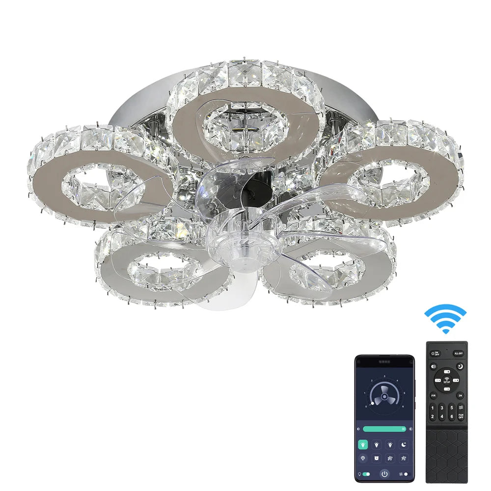 Crystal Ceiling Fan Led, App Controlled