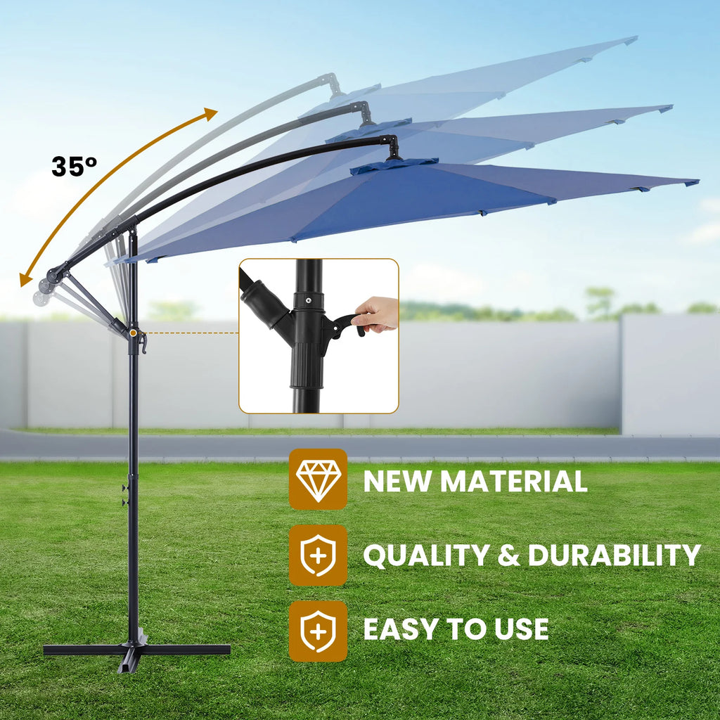 10FT Cantilever Umbrella, Easy Tilt, UV Protection