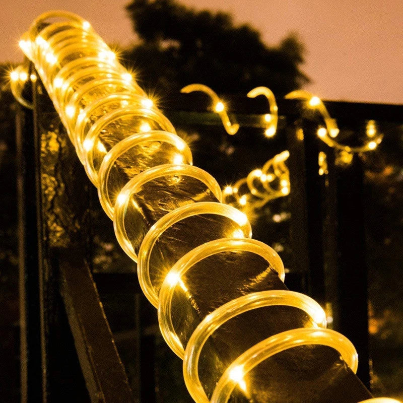 Solar Rope LED Lights Waterproof Outdoor w/ 8 Modes