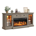 Entertainment Center with Electric Fireplace and LED Lights