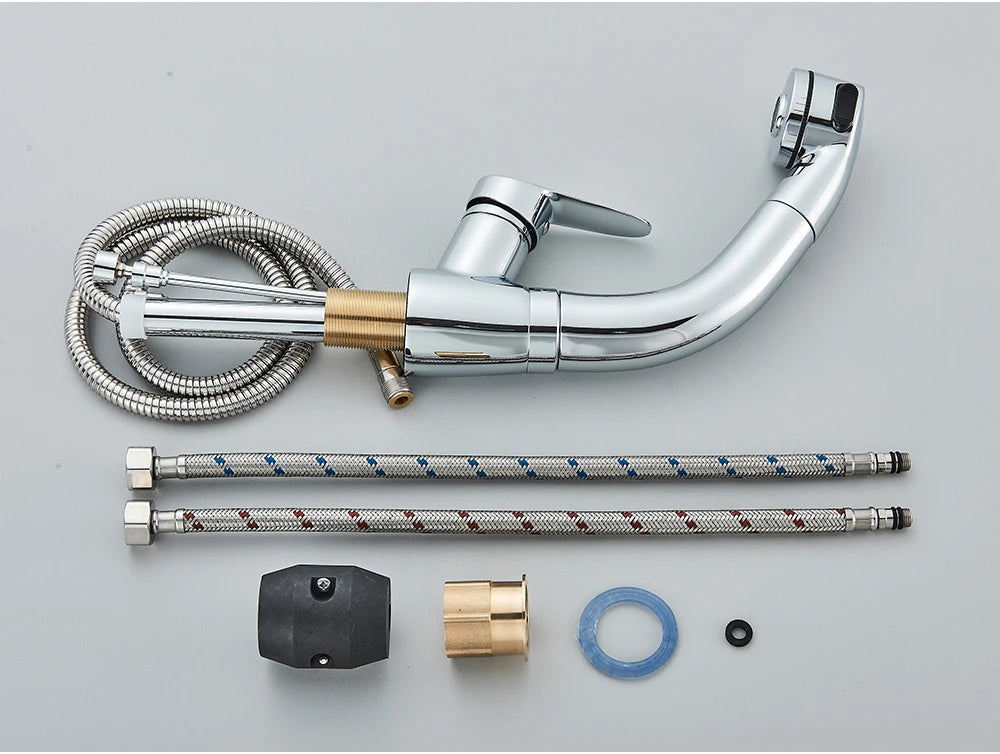 Pull Out Chrome Bathroom Sink Faucet