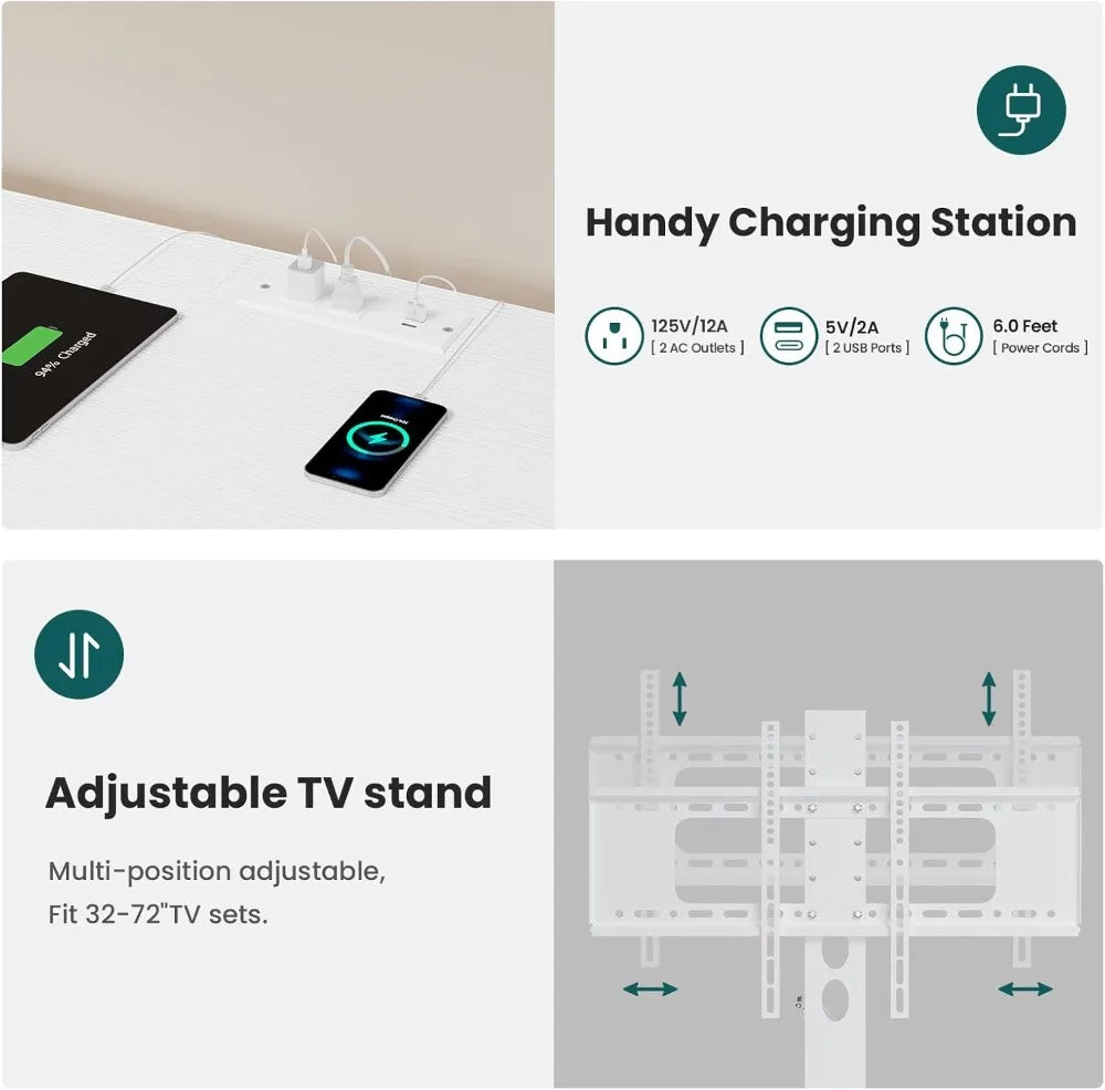 LED TV Stand, Mount, Power Outlets, Storage