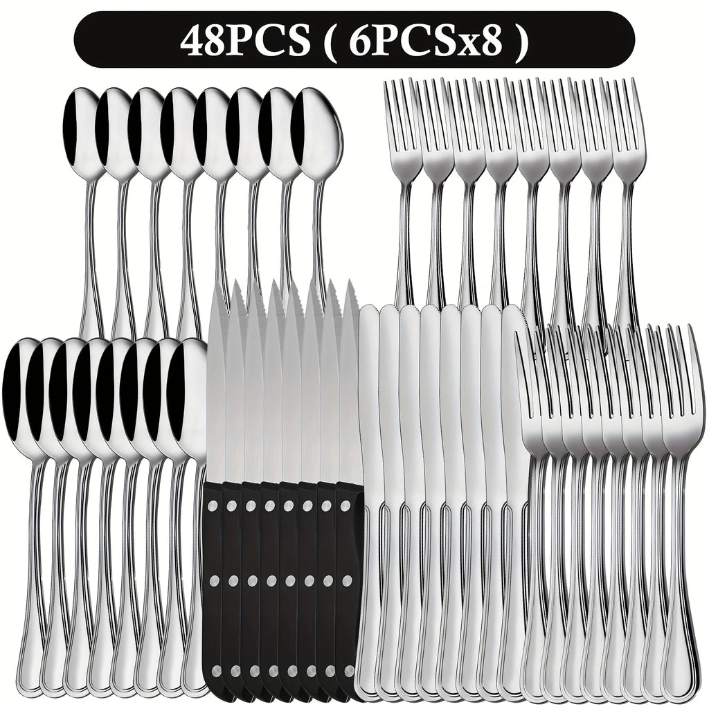 48pcs Stainless Steel Flatware Cutlery Set