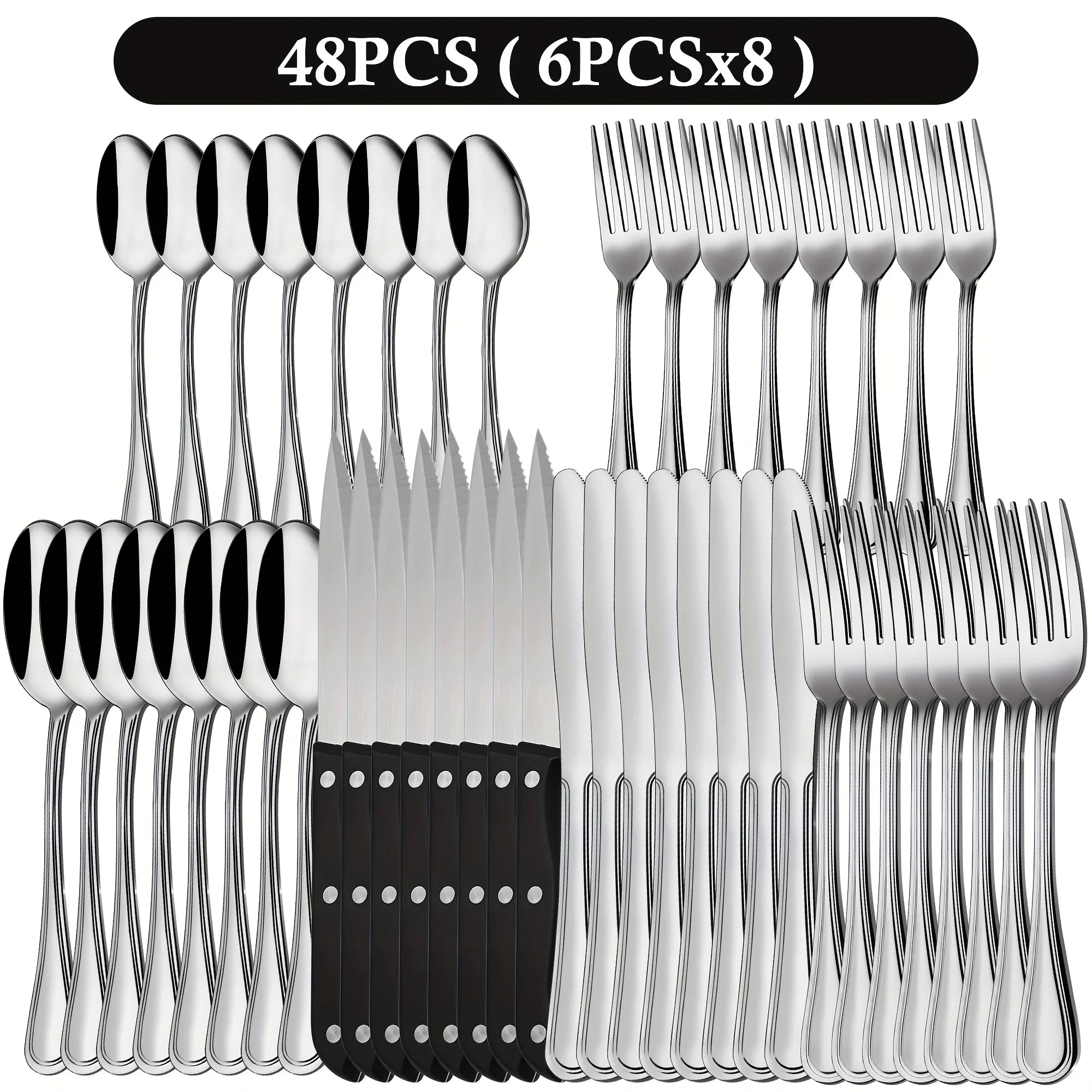 48pcs Stainless Steel Flatware Cutlery Set