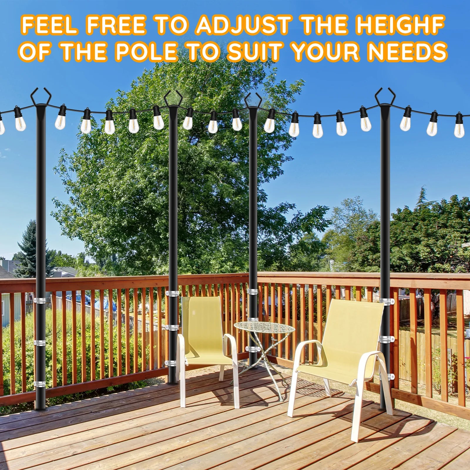 6 Pack 10FT Metal String Light Poles