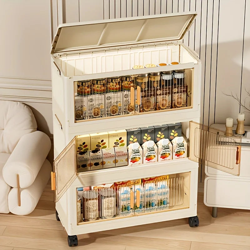 3/4/5-Tier Pantry Cabinet Lidded/Stackable W/Wheels, Multi-use