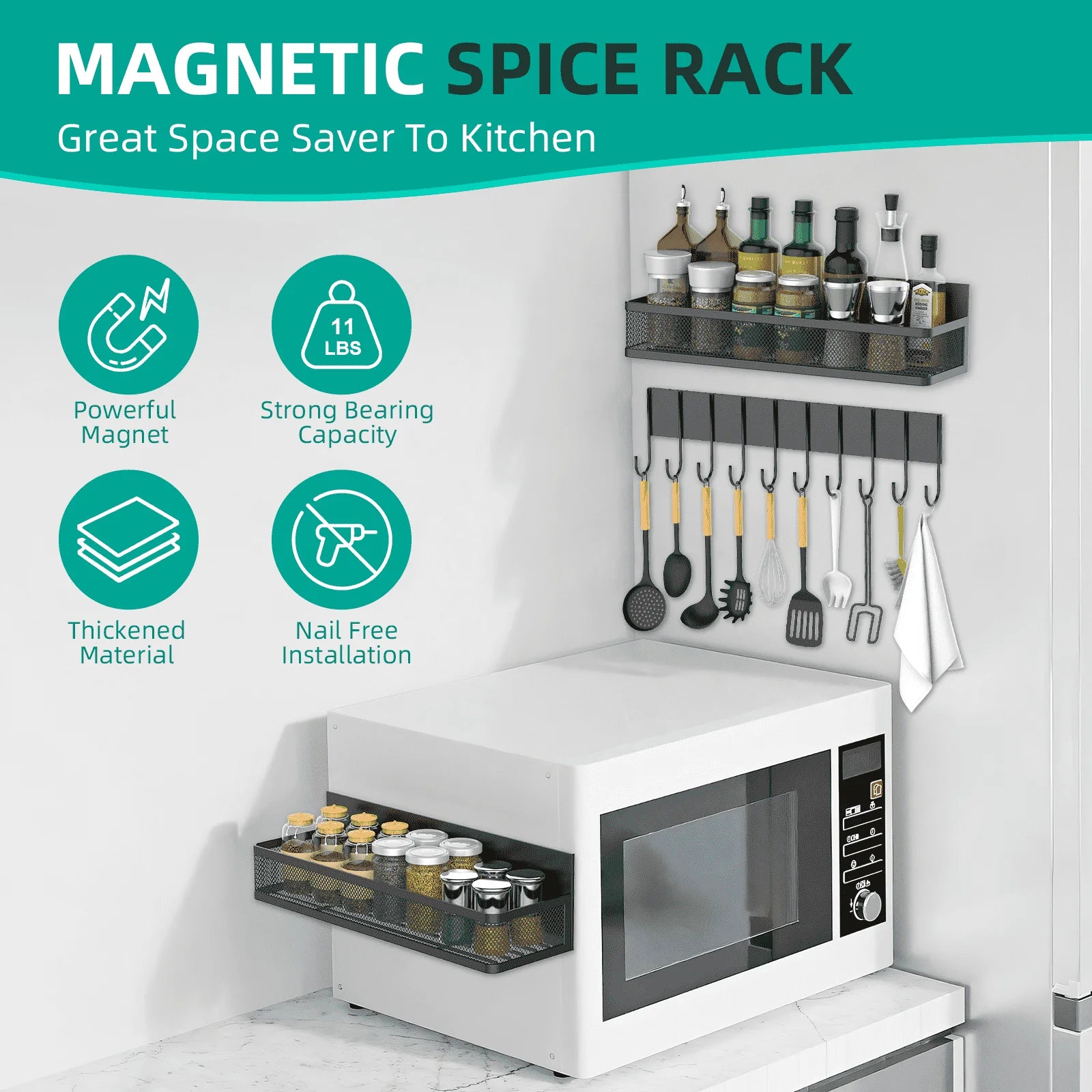 Magnetic Spice Rack, 4-Piece Set