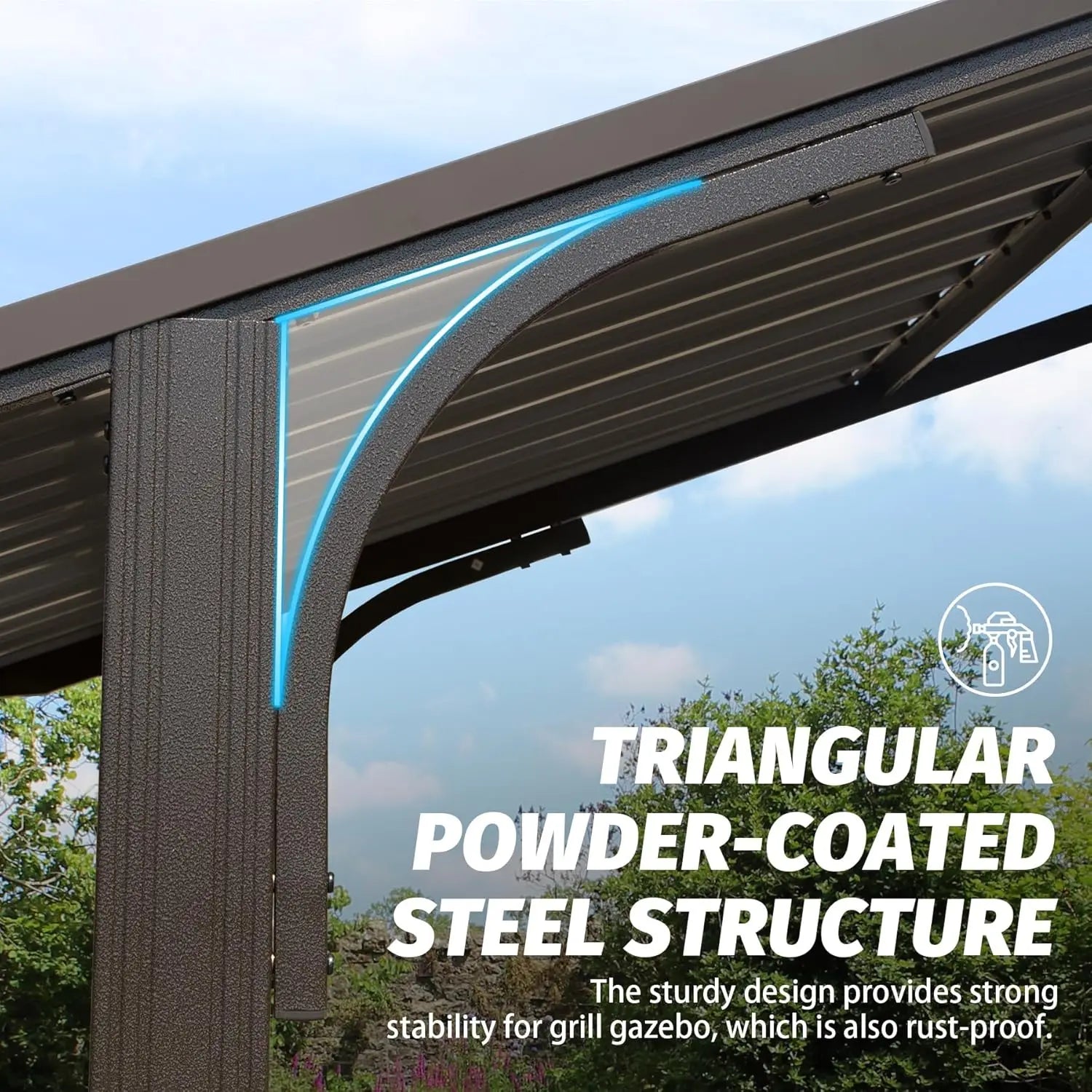 8'x5' Grill Canopy Steel Roof, 2 Side Shelves