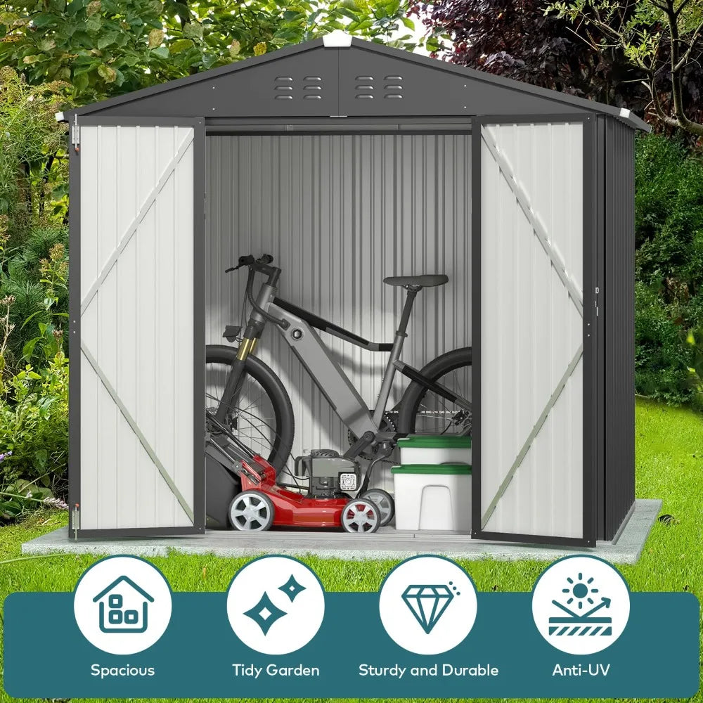 Galvanized Outdoor Storage Shed 8 x 6 FT,