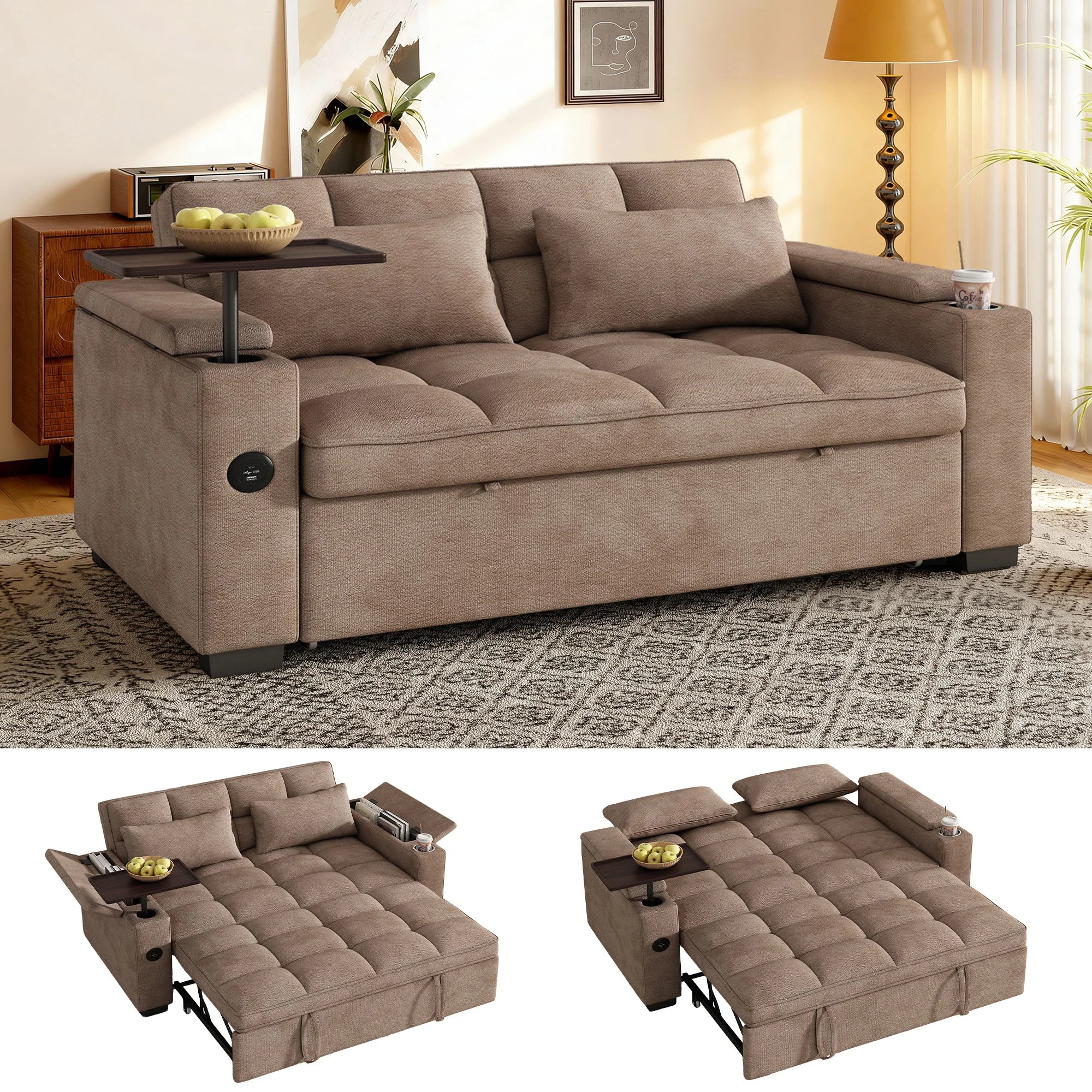 3-in-1 Folding Convertible Sofa Bed
