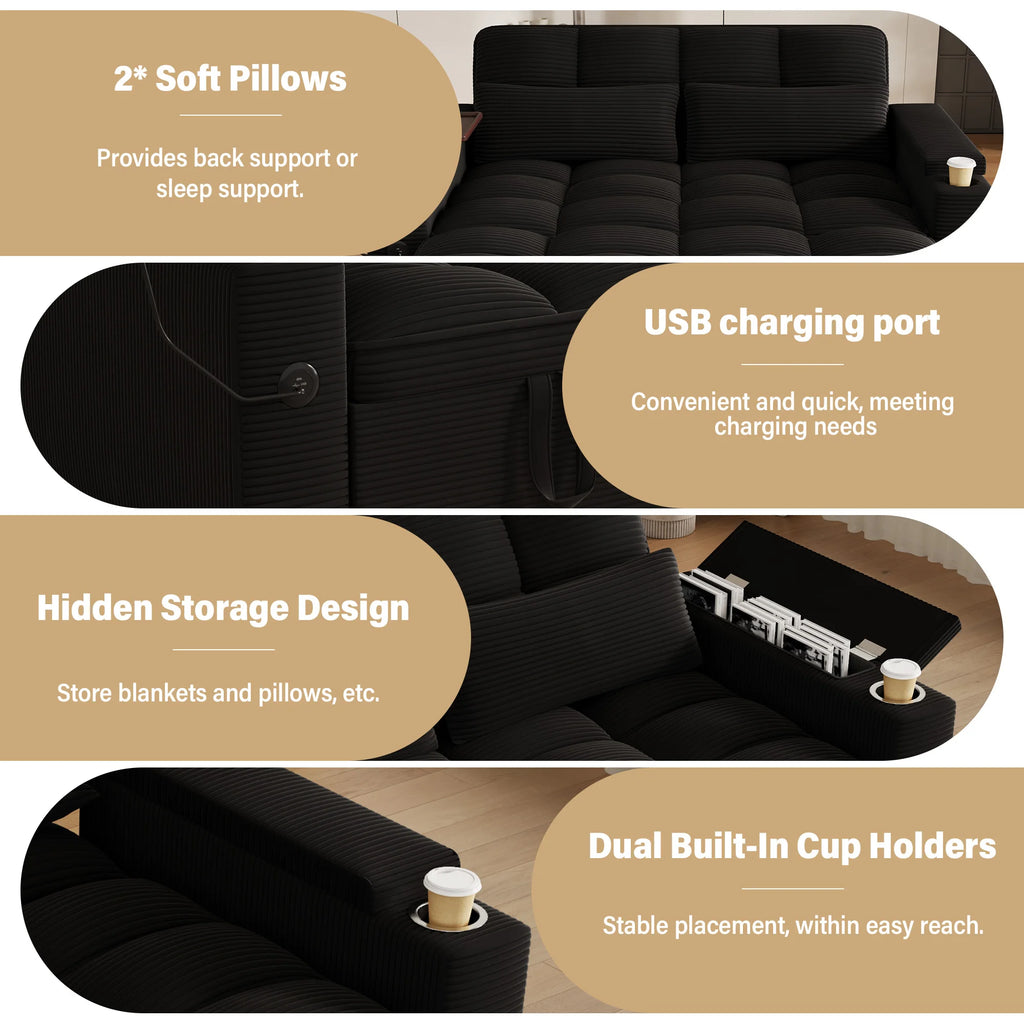 3-in-1 Folding Convertible Sofa Bed