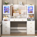 62" Large Vanity Desk with Mirror and Lights