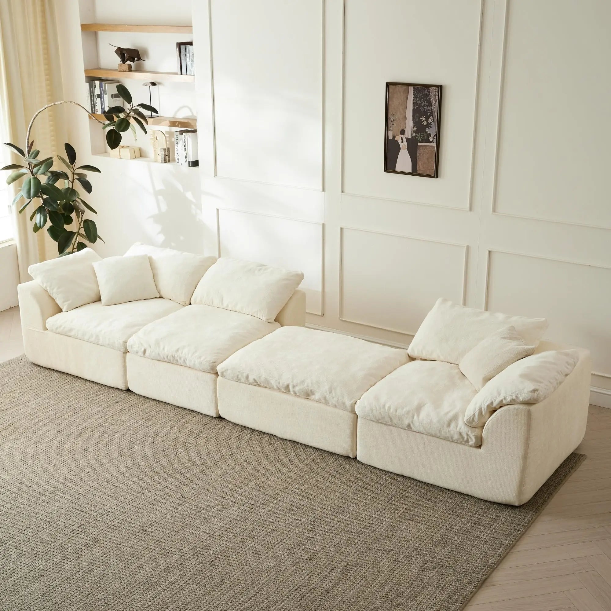 3-Seater Chenille Fabric Sofa modular sectional