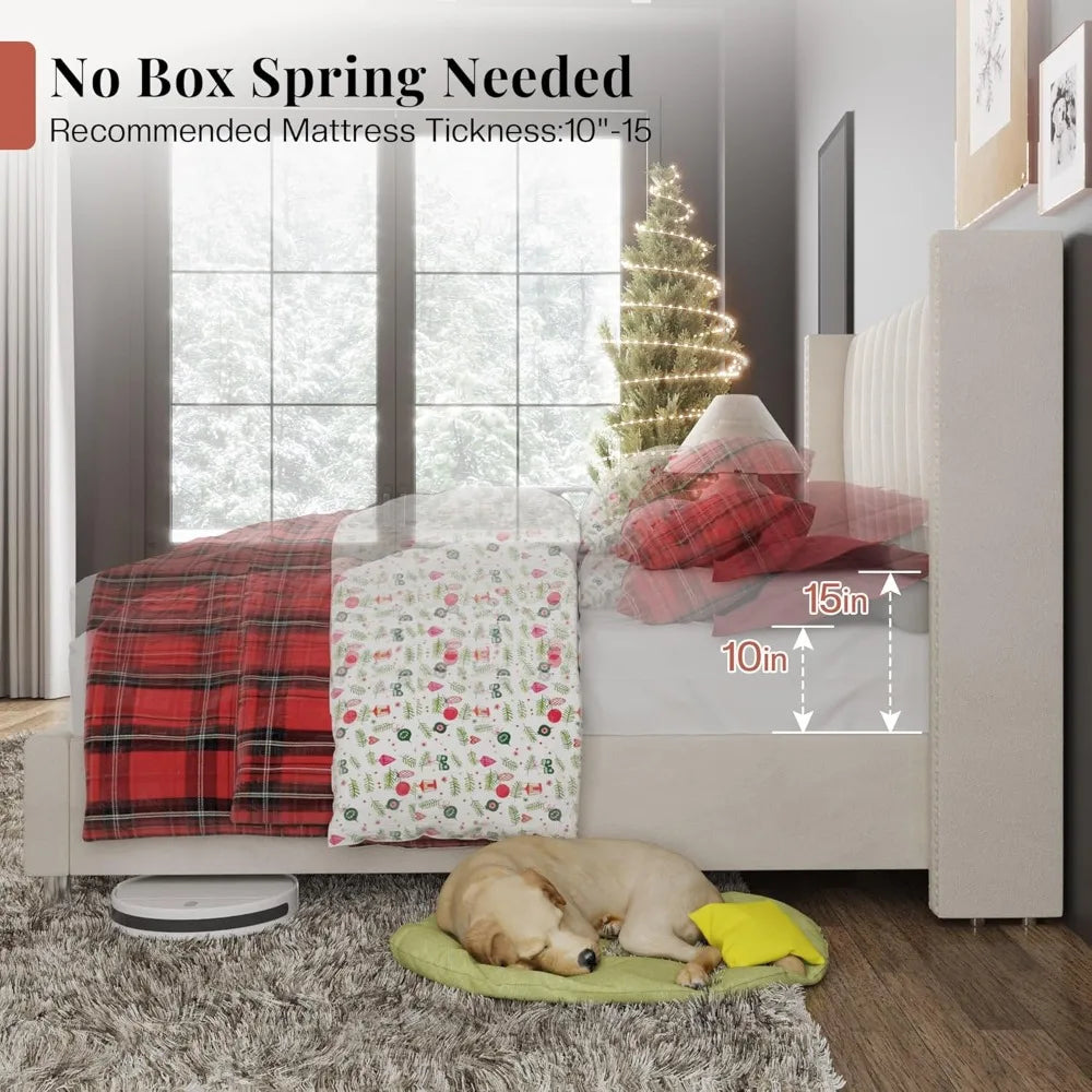 Queen Size Upholstered Platform Bed Frame