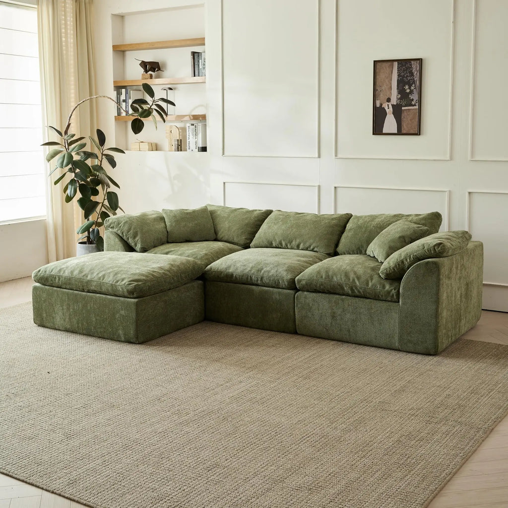109"  L-Shaped 3-Seater Couch with Ottoman