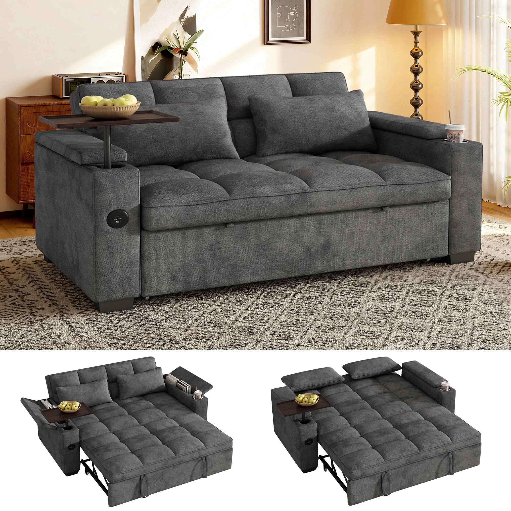 3-in-1 Folding Convertible Sofa Bed