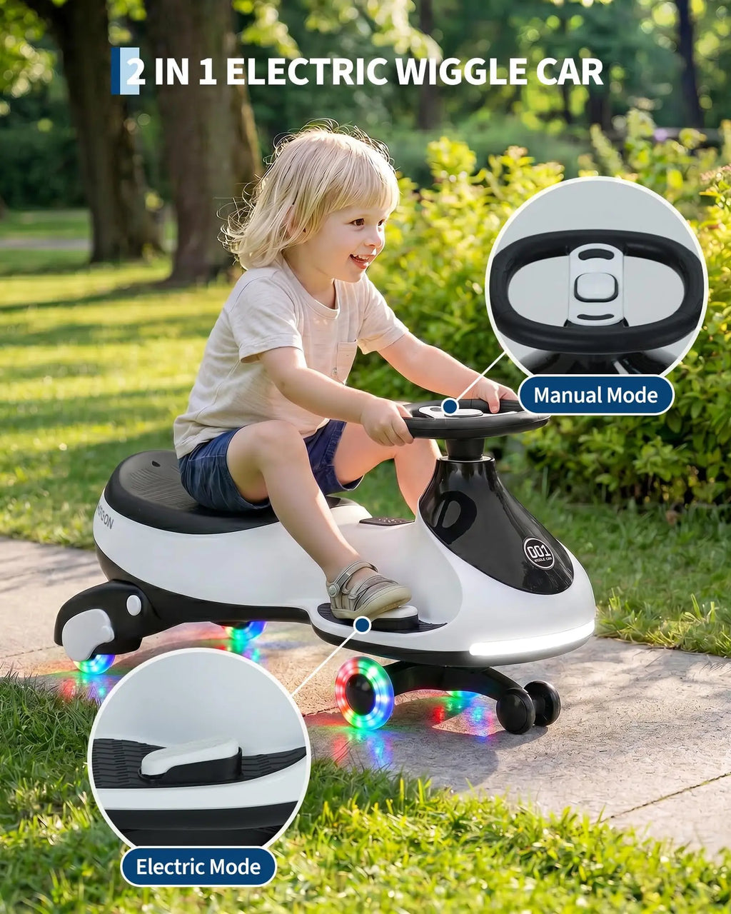 12V 2-in-1 Ride On Electric Wiggle Car