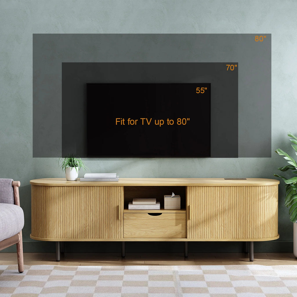 TV Stand w/ Power Outlet Storage & Drawer