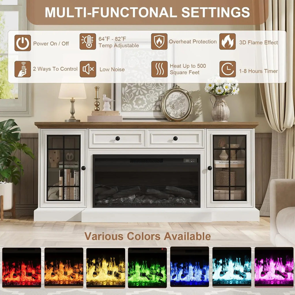 Entertainment Center with Electric Fireplace and LED Lights